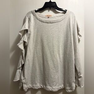 Gibson Latimer Light Gray Ruffle Sleeve Sweatshirt